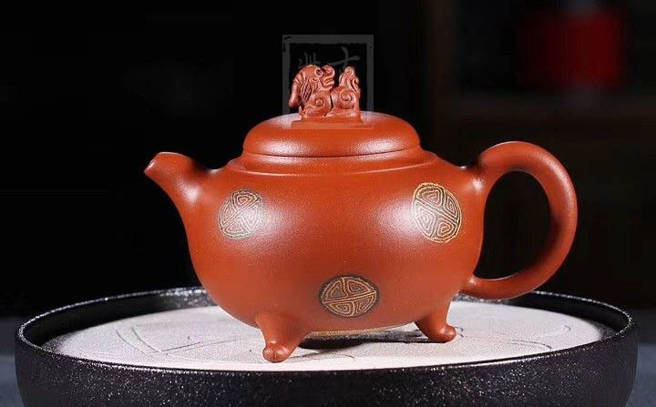 《獅韻》紫砂壺全手工茶壺老師小紅泥，絞泥（段泥、紫泥、綠泥等）壺
