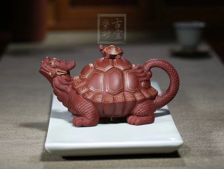 《金龜出?！芬伺d紫砂壺高級工藝美術師純手工底槽青創(chuàng)新壺茶壺紫砂茶具
